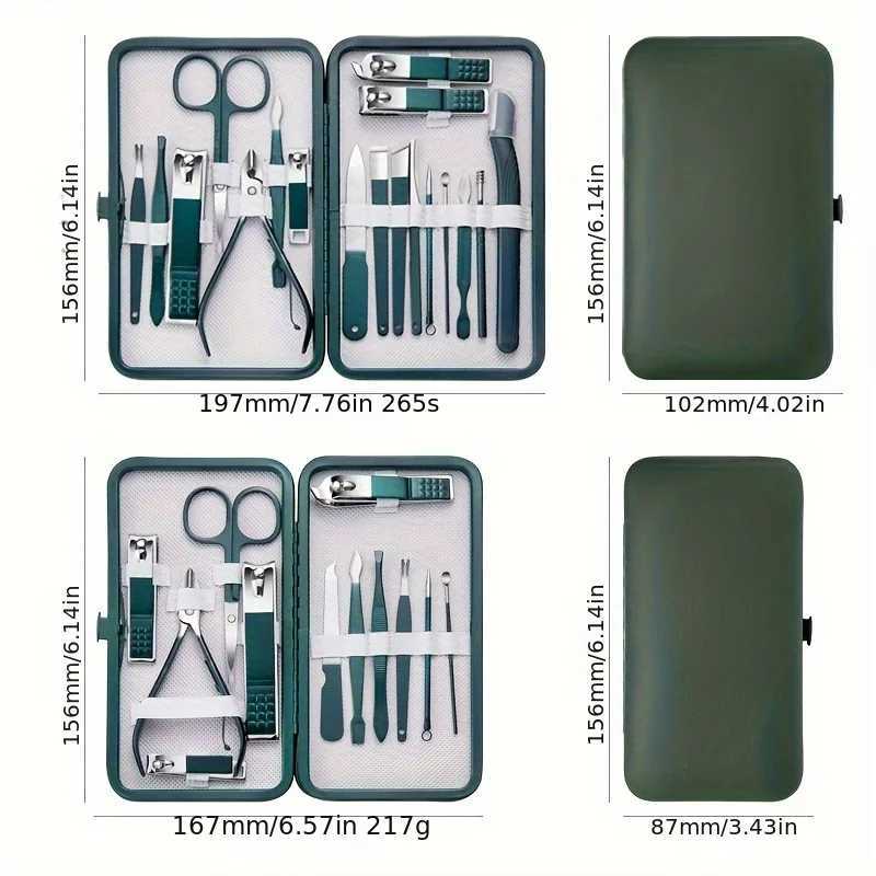 New Stainless Steel Nail Clipper Set Professional Green Grooming Tool Set Home Nail Art SetXJ250116