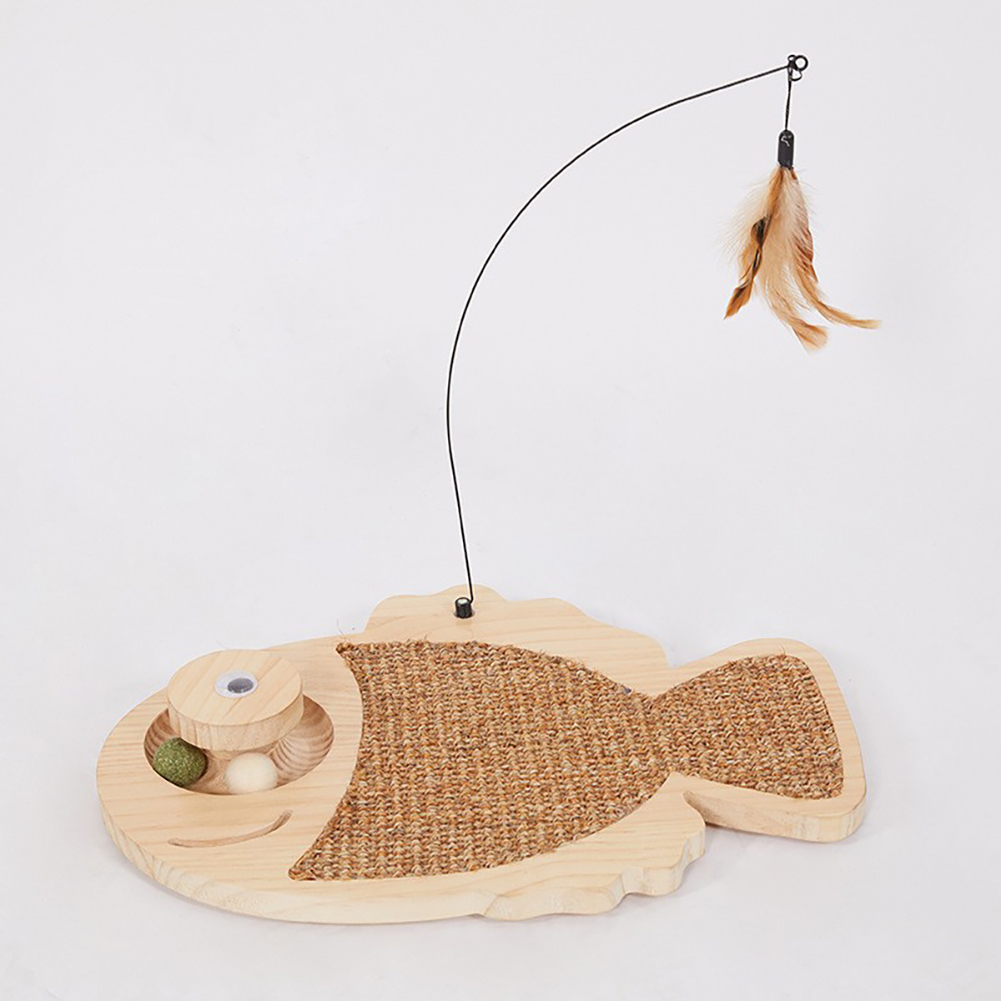 Cat Scratcher Natural Sisal Cat Scratch Pad With Kitten Interactive Toy, Catnip Balls and Cat Toy Roller Cat Scratch Mat for Cat