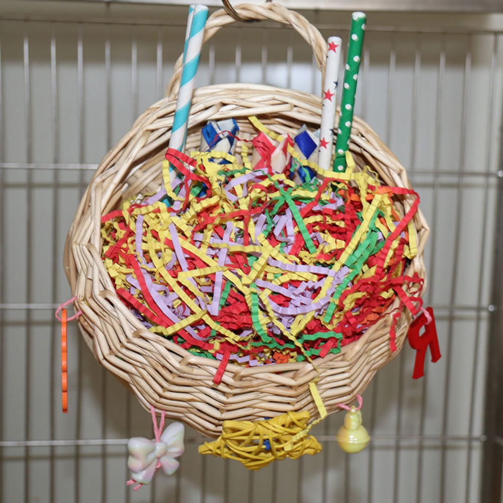 Bird Toy Parrot Foraging Toys Hanging Basket Chewing Toy Bird Cage Accessories For Parakeet Budgerigars Cockatiel Lovebirds