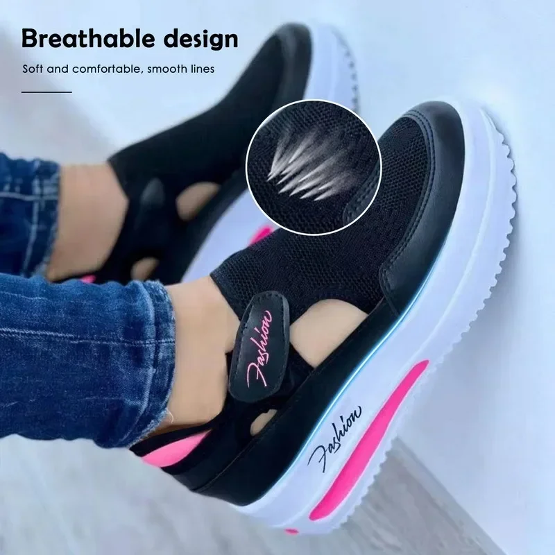 2025 NEW Sneakers Womens Female Casual Summer New Breathable Mesh Ladies Sport Shoes Vulcanized Women Platform Sandals