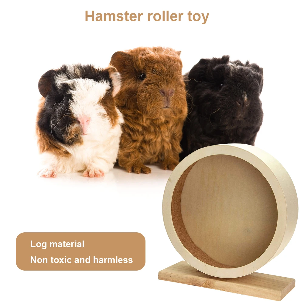 Natural Wood Hamster Wheel Running Toy Hamster Roller Wheel Exercise Small Pet Sports Wheel Pet Toy Hamsters Accessories
