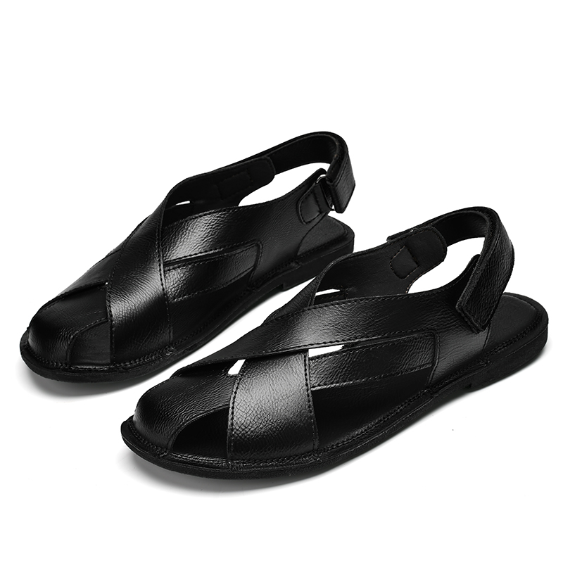 Summer Roman Shoes Genuine Leather Men's Sandals Outdoor Non-slip Beach Shoes for Men Lightweight Slippers Walking Shoes Man