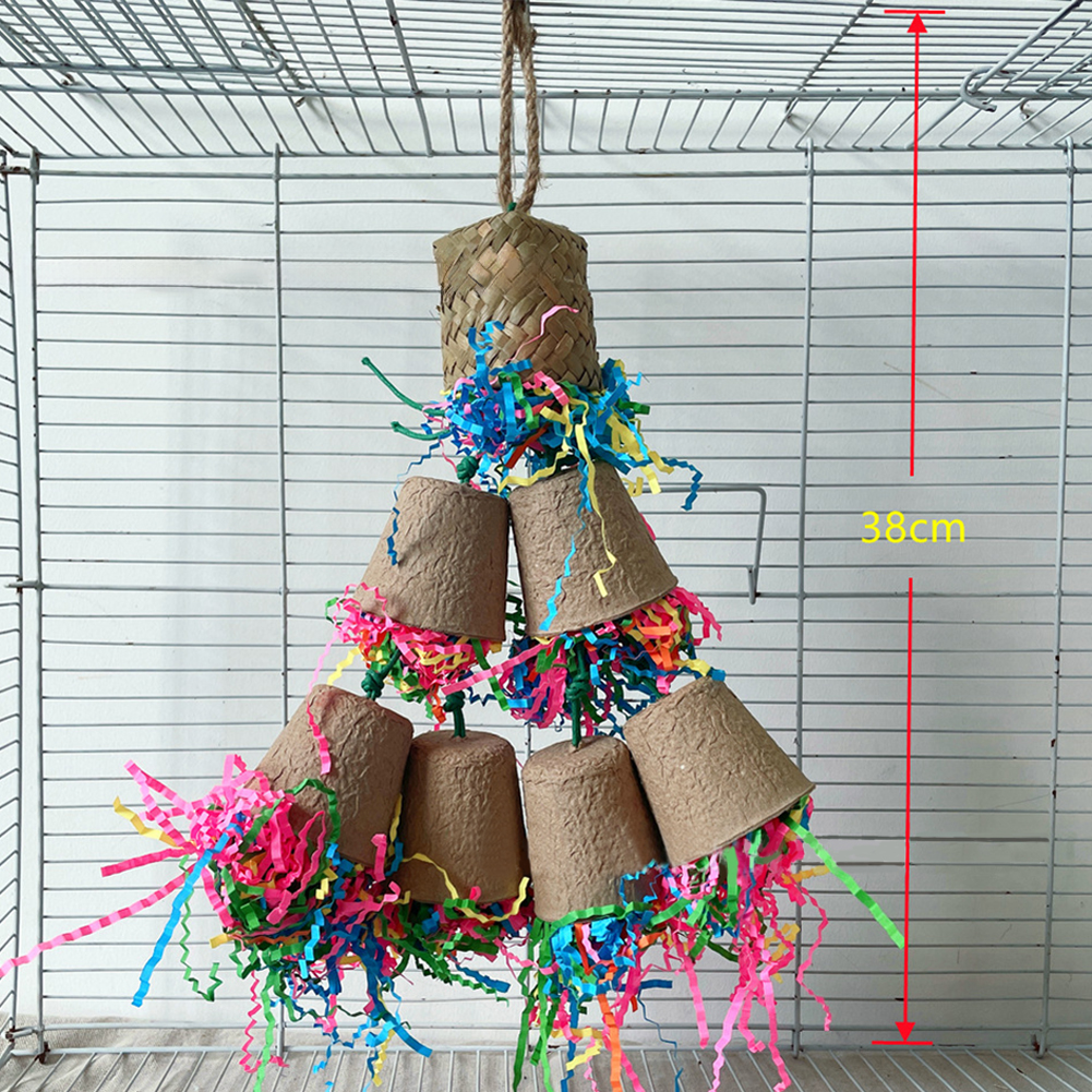Bird Toys Parrot Foraging Shredder Hanging Toys Bird Chewing Toys Palm Leaf Woven For Cockatoo Parakeet Cockatiels