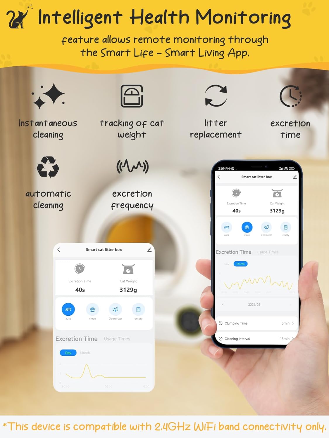 Electric Smart Quick Self Cleaning Deodorant Large Space cat Toilet Tray Automatic APP Remote Control Auto Cat Litter Box