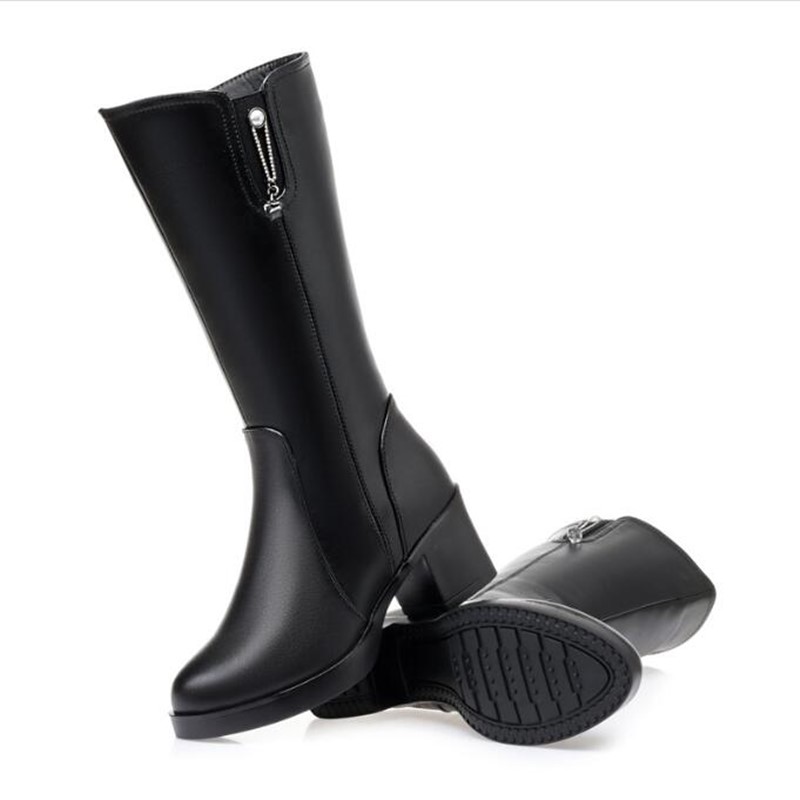 AIYUQI Women's Riding Boots 2024 New Genuine Leather Winter Boots Women Wool Wram Big Size Long Boots Women