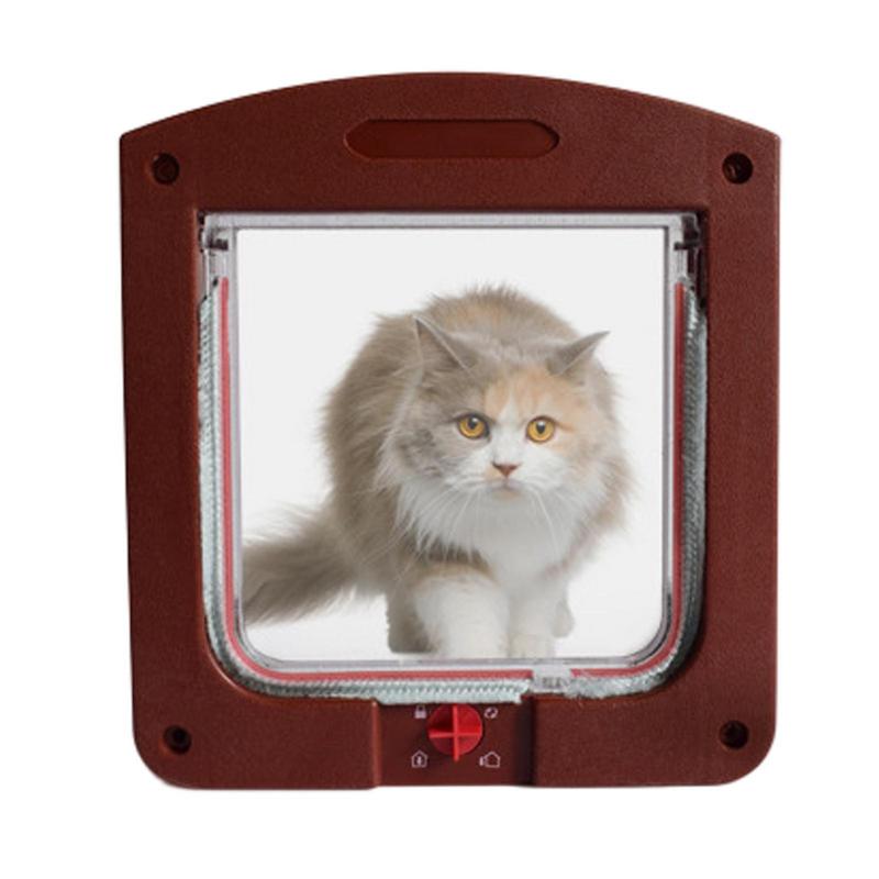 Cat Flap Door with 4 Way Locking for Interior Exterior Doors Weatherproof Pet Doors for Cats & Doggies Suit Accessories