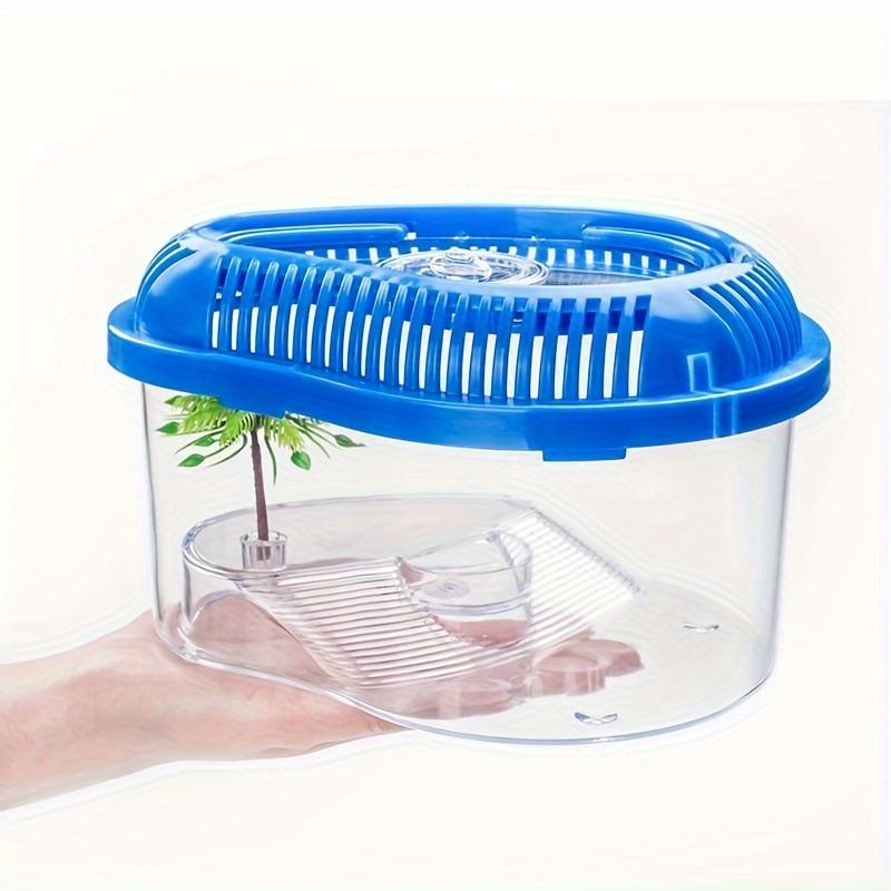 1PC Turtle Tank Plastic Transparent Belt Sun Drying Table, Household Ecological Tank, Turtle Outdoor Portable Breeding Box