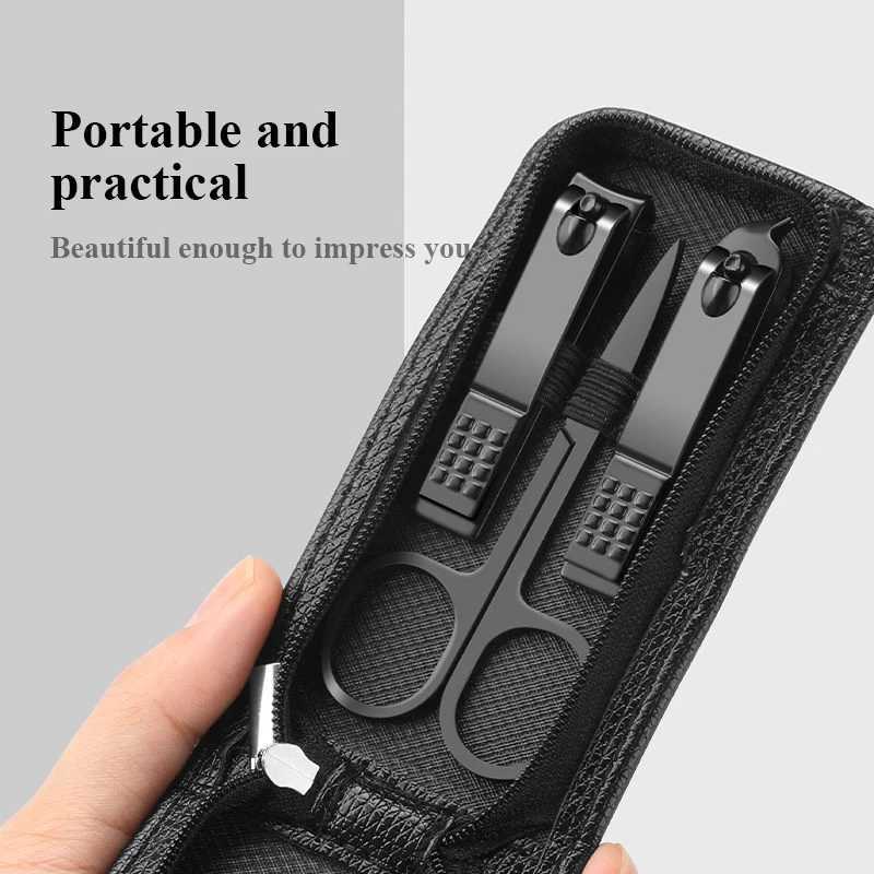 scissors set Ear pick nail clipper tool household nail clippers stainless steel pedicure knifeGreen 6piece setXJ250116