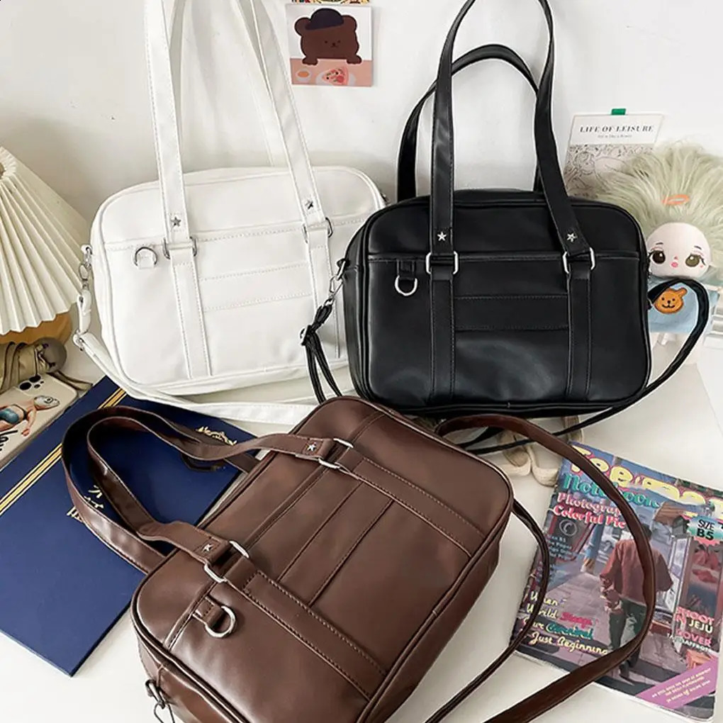 Japanese casual PU shoulder bag for teenagers high school students handbags anime uniforms handbags 240904