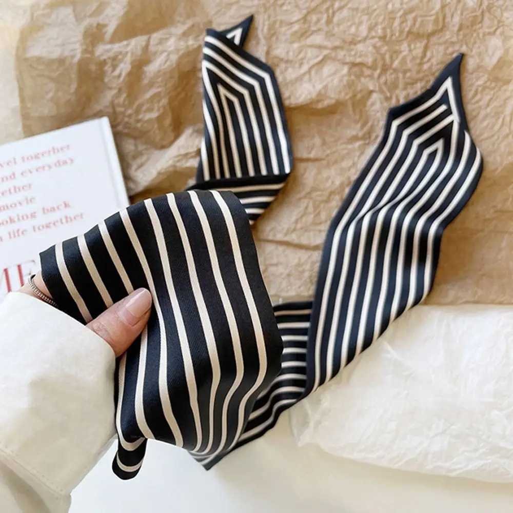 Band Packaging Fem Shawl Neckerchief Striped French Korean Scarf Printed Scarf Small Long Scarf Silk Scarf X250319
