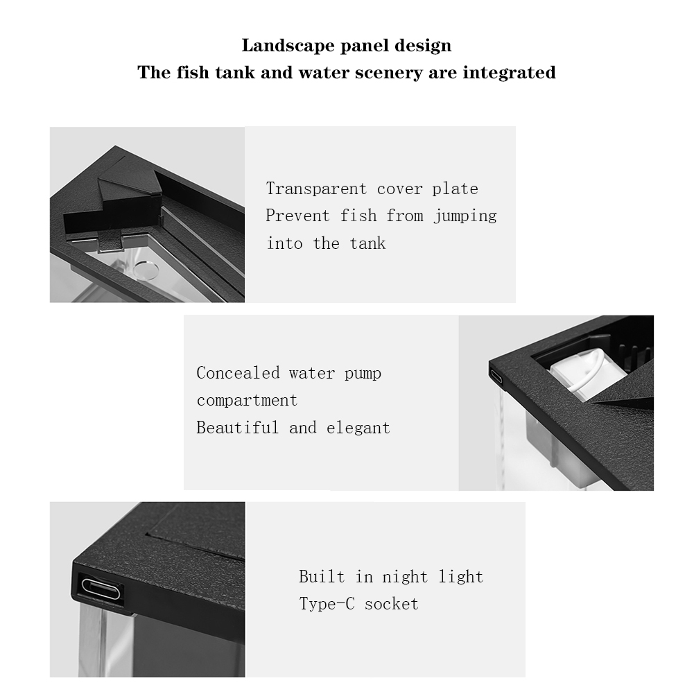 Small Fish Tank Aquarium Tank Build-in Light Water Pump Ecological Cycle System Acrylic Rectangular Fish Tank For Living Room