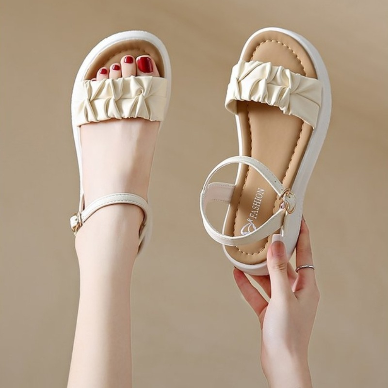 2025 NEW Summer New Open Toe Pearl Button Strap Waterproof Platform Sandals Women Thick Sole Shoes for Women s d s