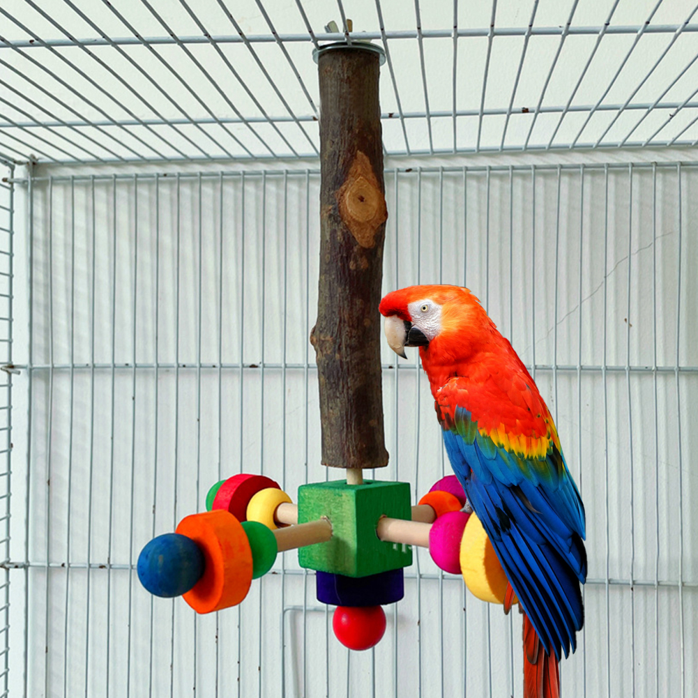 Wood Bird Perch Toy With Rotating Balls for Bird Cages Bird Foraging Toy Gyms Exercise Stand for Parrots Budgies Parakeets