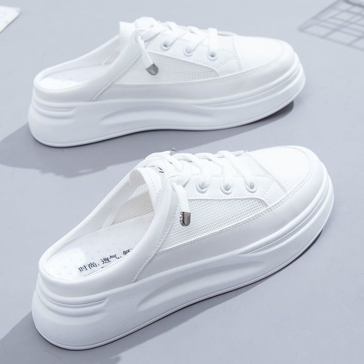 Woman Shoes 2024 Cover Toe New Female Slippers Slides Loafers Low New Designer Soft Hoof Heels Casual PU Rubber Rome Patent L b470