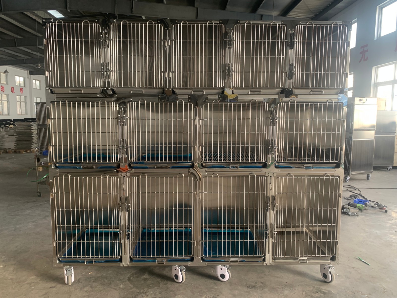PETTIC Thirteen Room Multi Layer Dog Medical Cage Stainless Steel Pet Modular Cage for Pet Hospital
