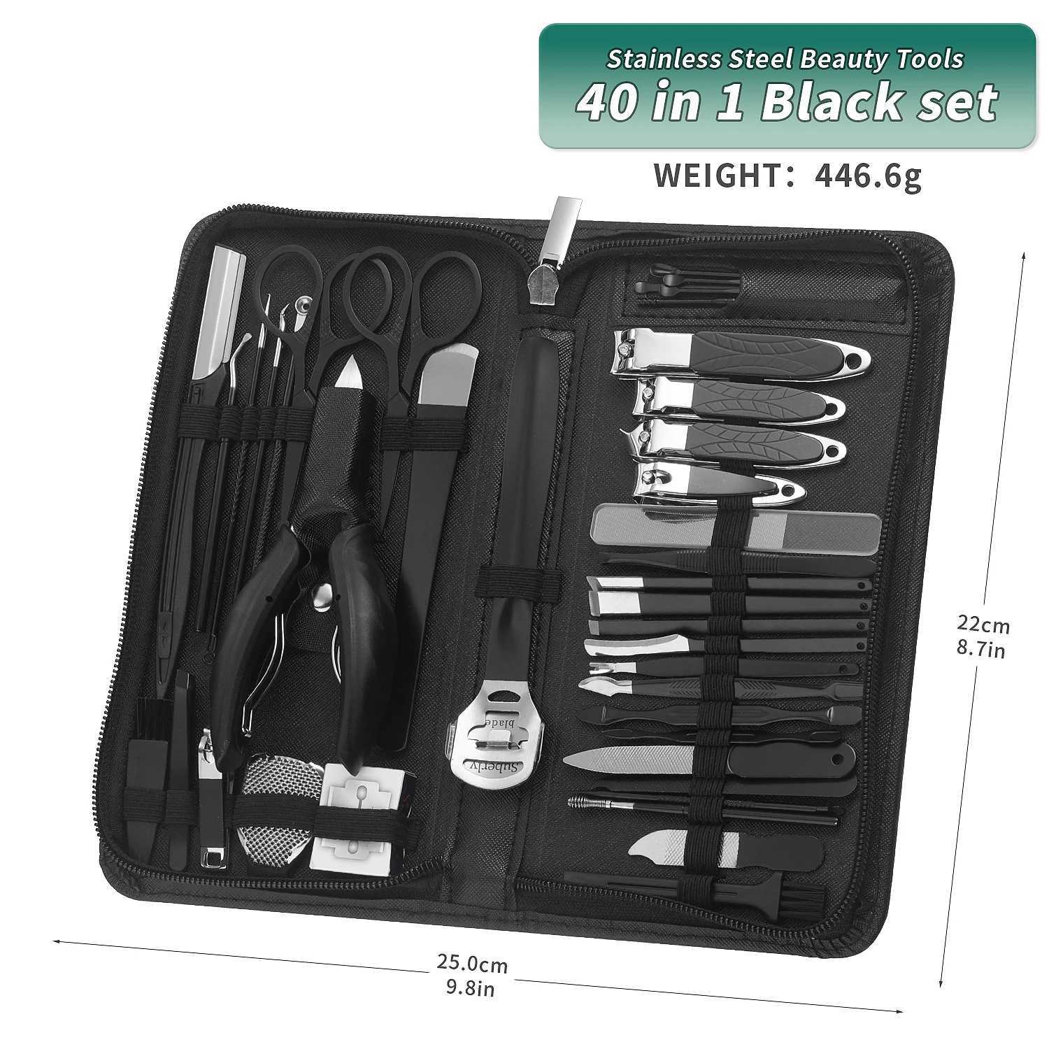 9/40 Piece in 1BlackManicure Set Pedicure Tools Set Nail Grooming Kit for Women Mens Nail Manicure Kit Foot Hand Care Kit NaXJ240903
