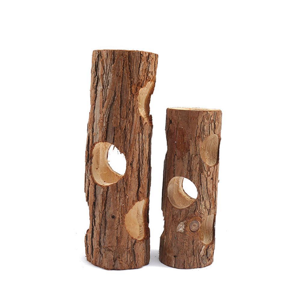 Natural Wooden Forest Hollow Tree Trunk Tunnel Tube Toy Hamster Tunnel Wood Hideout Pet Chew Toy for Small Animals Hamsters Mice