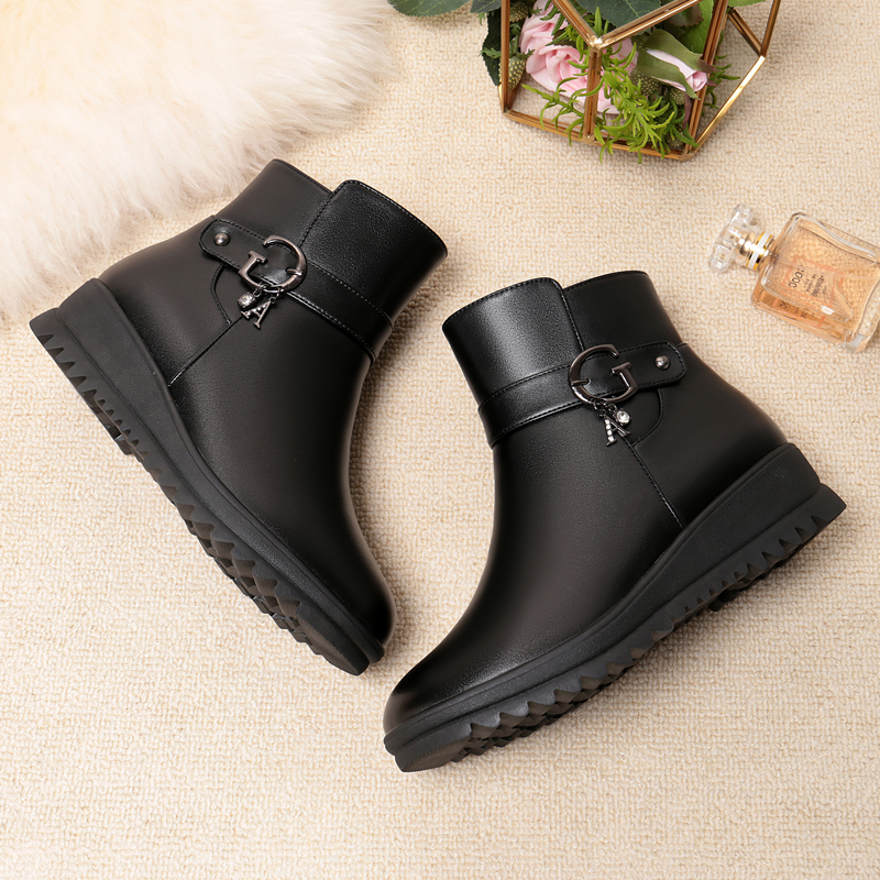 Snow AIYUQI 2024 Winter New Warm Wedges Women's Ankle Large Size Non-slip Mother Shoes Boots 750b