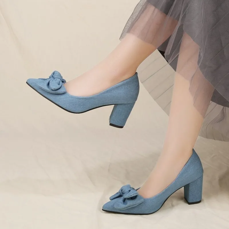 ck Square 2024 Med Heel Platform Women Pumps New Pointed Toe Fashion Ladies Wedding Woman Shoes 35-42 51df
