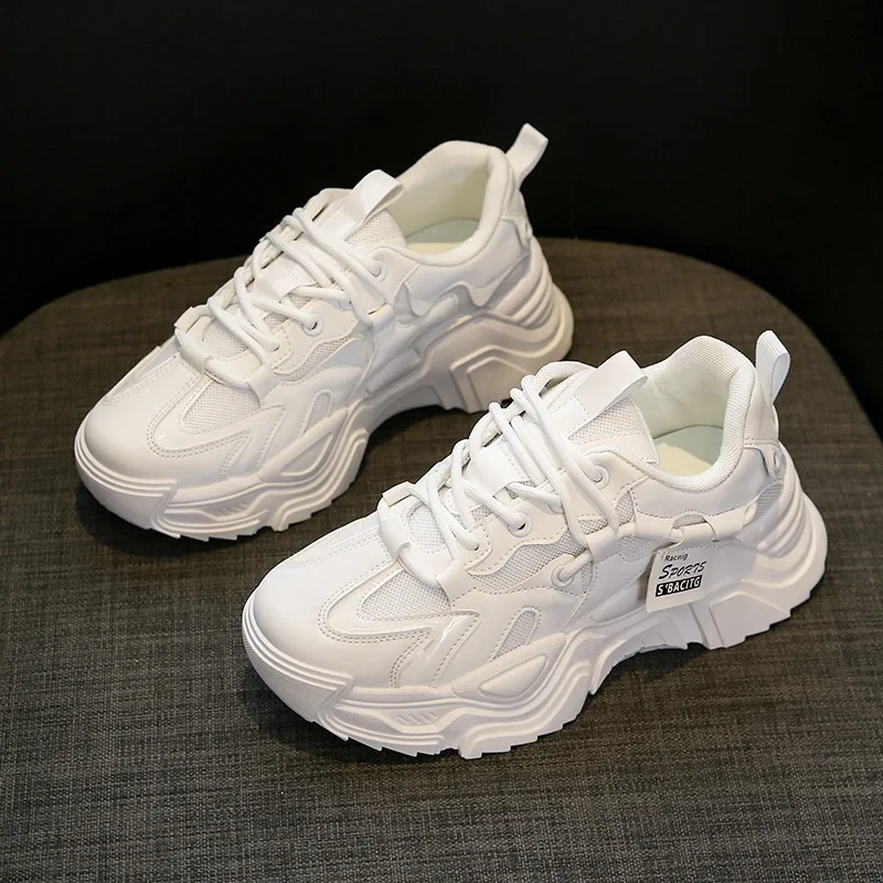 Platform Shoes for Women's Outdoor Lace-up Casual Shoes Breathable Chunky Sneakers Women Non Slip Zapatillas Mujer2025
