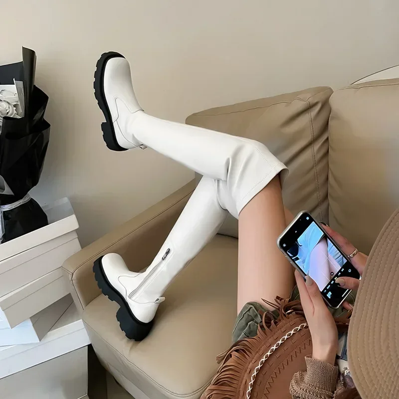 Women High Heels Over The Knee Boots Platform Women Wedges Shoes Female Winter Design New Goth Punk Boots Pumps Mujer Botas