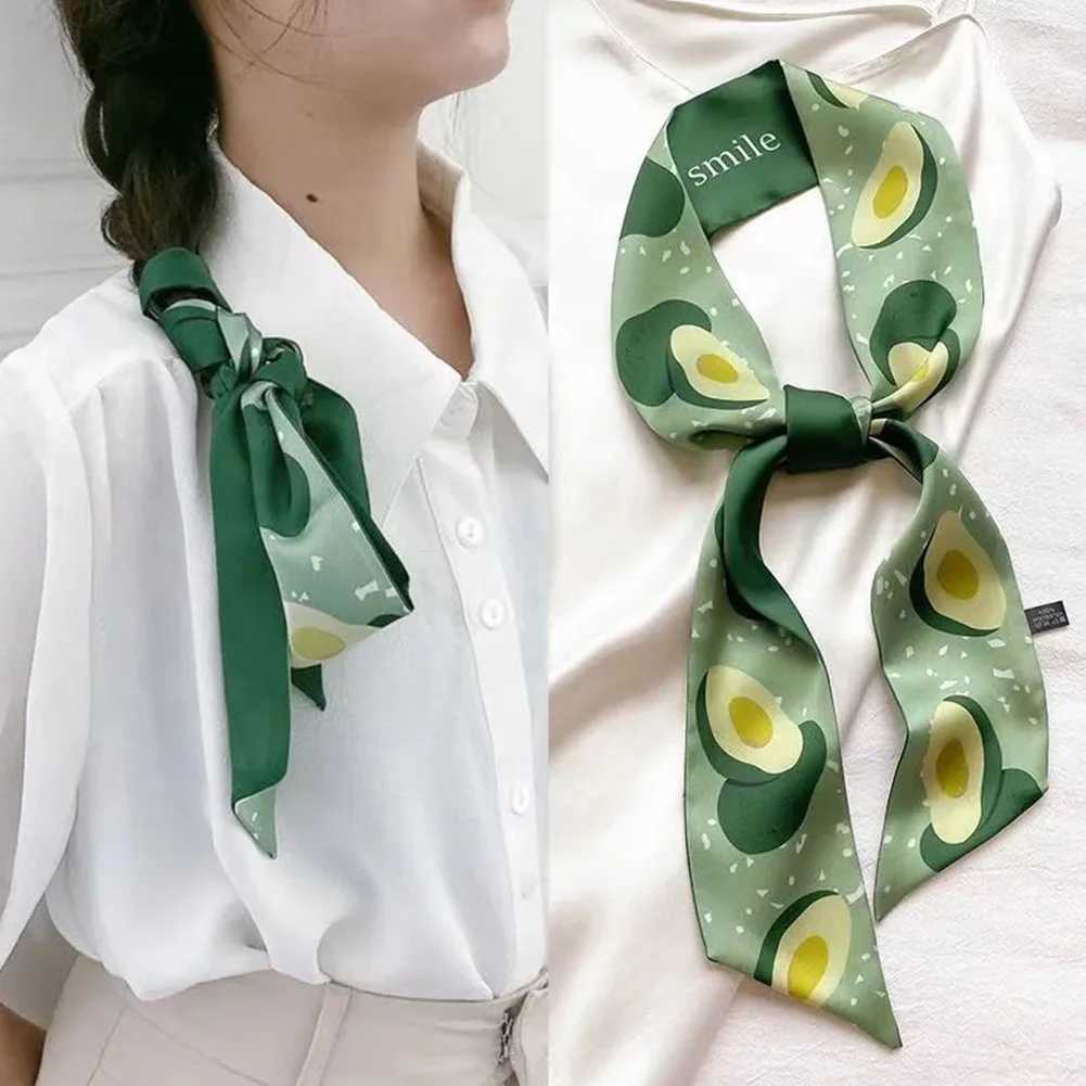 1 piece of narrow thin scarf fruit printed long filament scarf warm handbag ribbon Mti functional decorative hair clip X250319