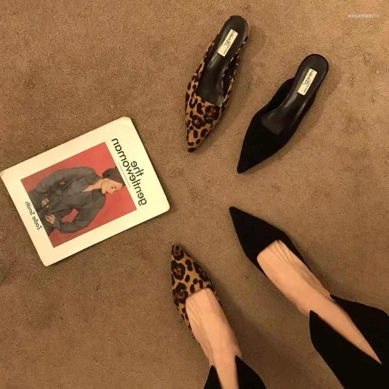 Leopard Print Mules Slippers hot | Pointed Toe, Low Heel Slide Sandals for Women