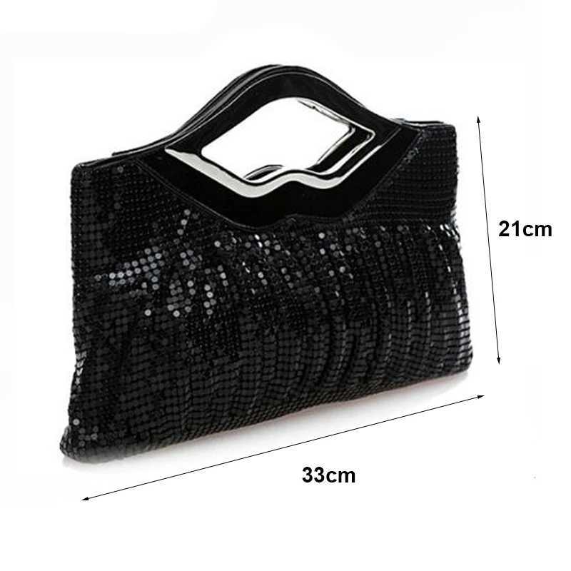 Ladiess Evening Clutch Purse and Handbag Luxury Designer Black Gold Silver Bag Sequin Shoulder Female Wedding 240903