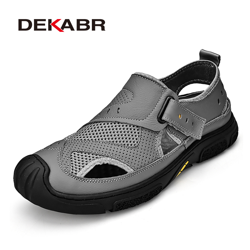 DEKABR Casual Sandlas New For Breathable Summer Mesh And Genuine Leather Outdoor Comfortable Men Shoes 3c5d