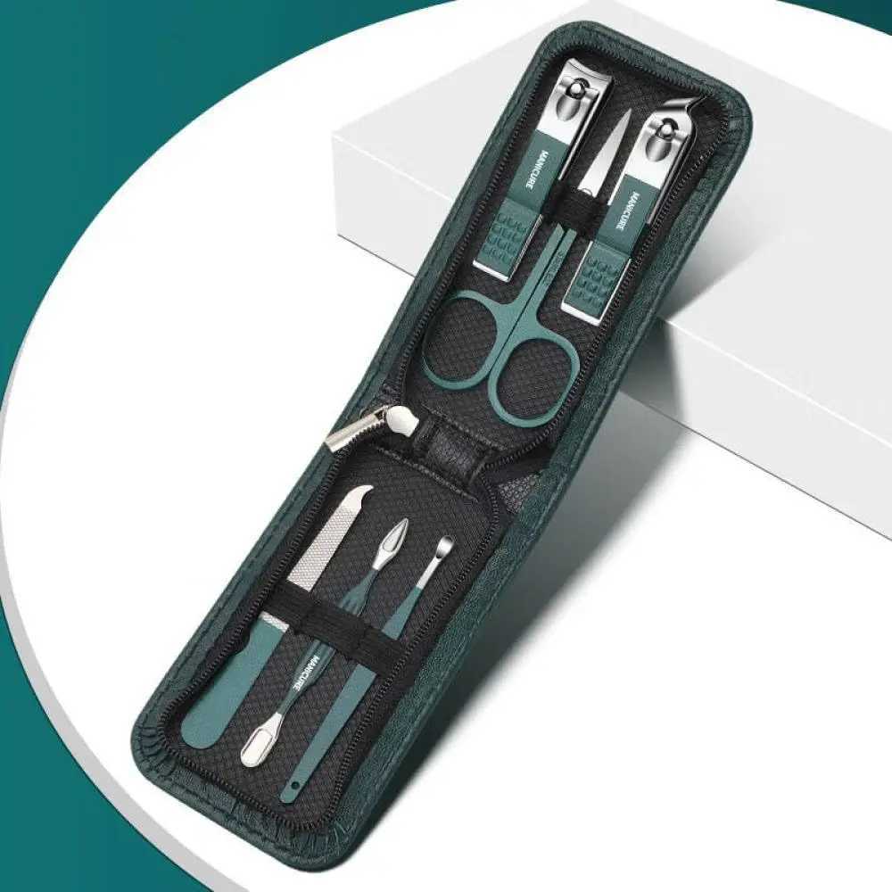 scissors set Ear pick nail clipper tool household nail clippers stainless steel pedicure knifeGreen 6piece setXJ250116