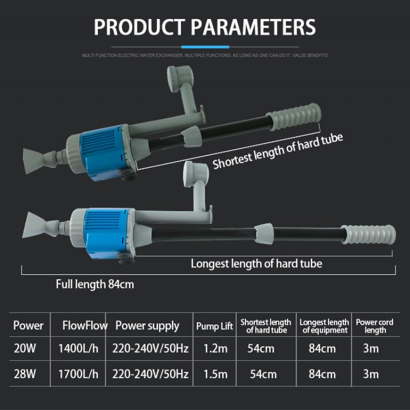 28w Vacuum Gravel Water Changer Electric Siphon Filter Aquarium Siphon Operated Cleaner Fish Tank Sand Washer Filter Pump