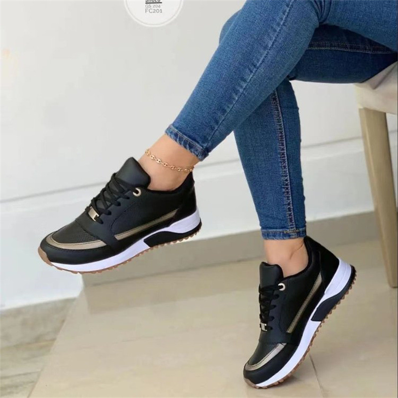 2025 new on Ladies Sale Fashion Round Toe Flat Platform Caual Mixed Colors Lace Up Sneakers Outdoor Running Women's Shoes 6051 Fashi