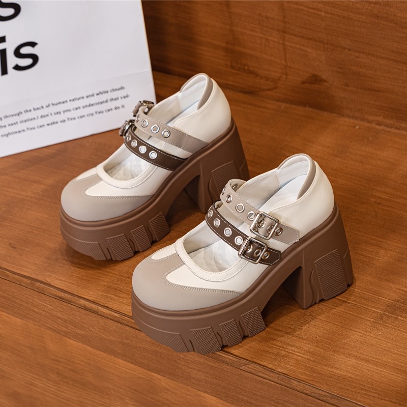 AIYUQI Mary Jane Shoes Women 2024 New Genuine Leather Women High Heels Color Block 11cm Platform Girls Shoes