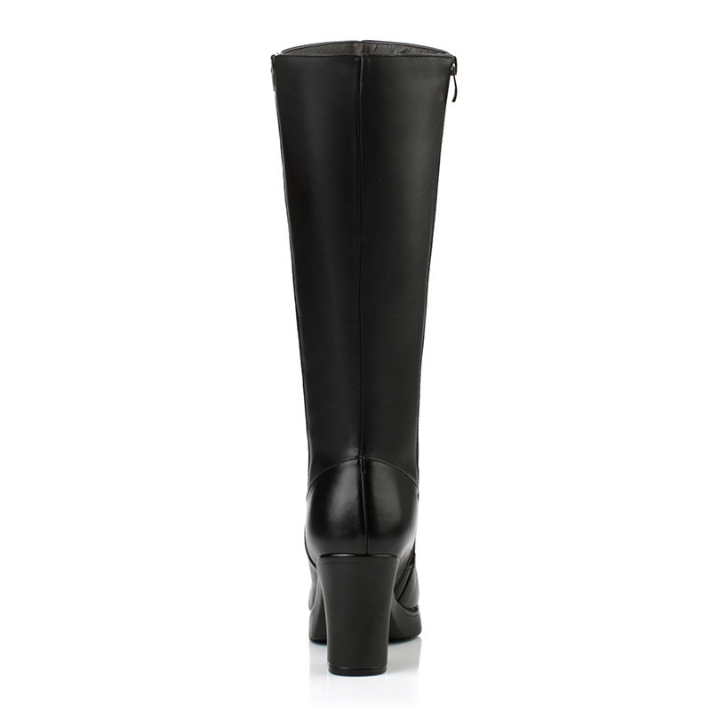 Women Winter Boots 2024 Genuine Leather boots high-heeled women long boots wool lined warm snow boots Lady Fashion shoes