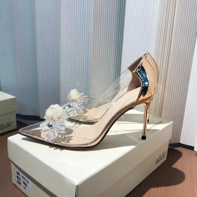 2025 new High Y2K Sier Heels Sandals Women Summer Punk Goth Pointed Toe Party Shoes Woman Metallic Thin Heeled Dress Pumps Ladies 7cc9