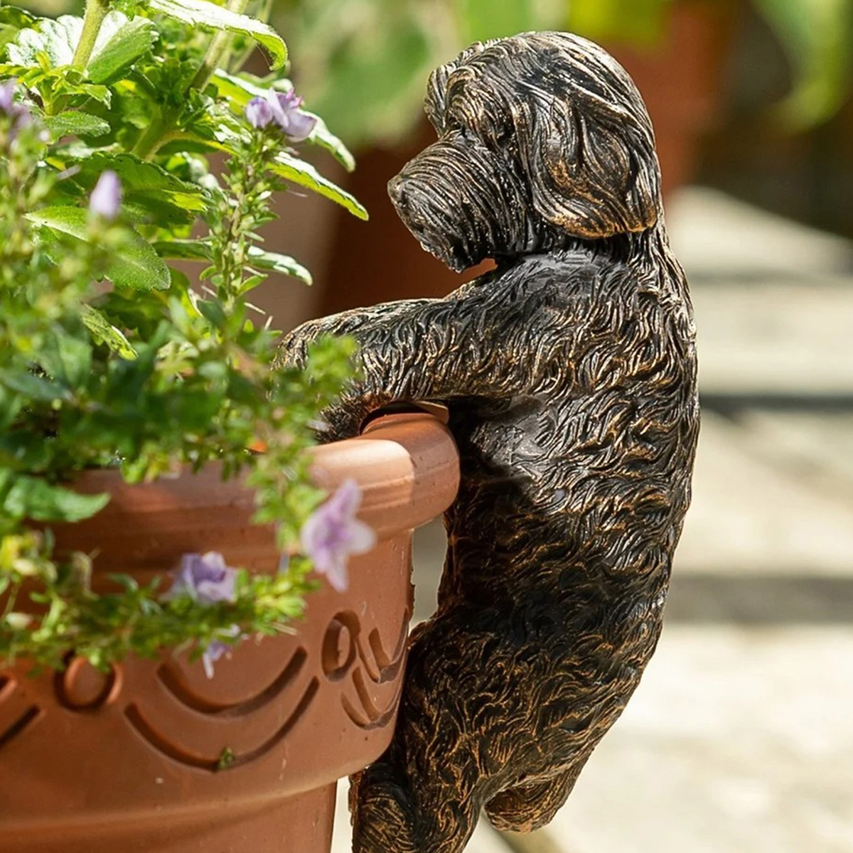 Garden Decoration Antique Bronze Resin Puppy Statue Garden Statue Indoor Statue Planter Decoration