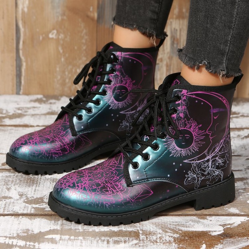 Skull 2024 wer Print High-Top Boot Autumn Winter Fashion Toog Ankle Boots Women Botas Mujer aaad s