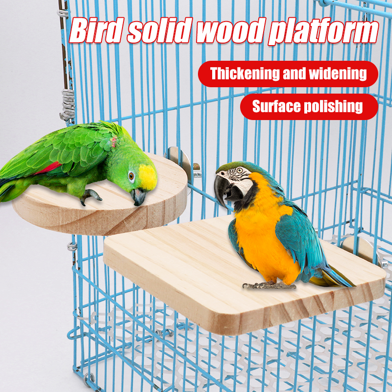 Parrot Bird Wood Platform Stand Board Rack Toy Hamster Branch Perches Bird Cage Hanging Wooden Pet Stand Board Bird Supplies