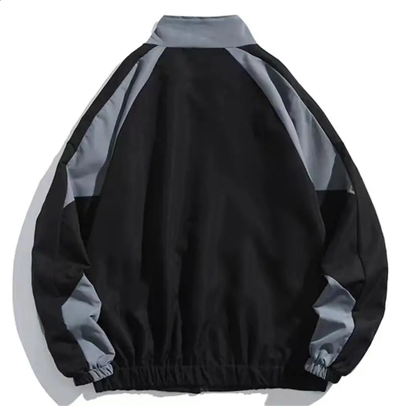 Reflective striped jacket mens hip-hop streetwear jacket zipper jacket windproof jacket Harajuku thin jacket sport black blue 240902