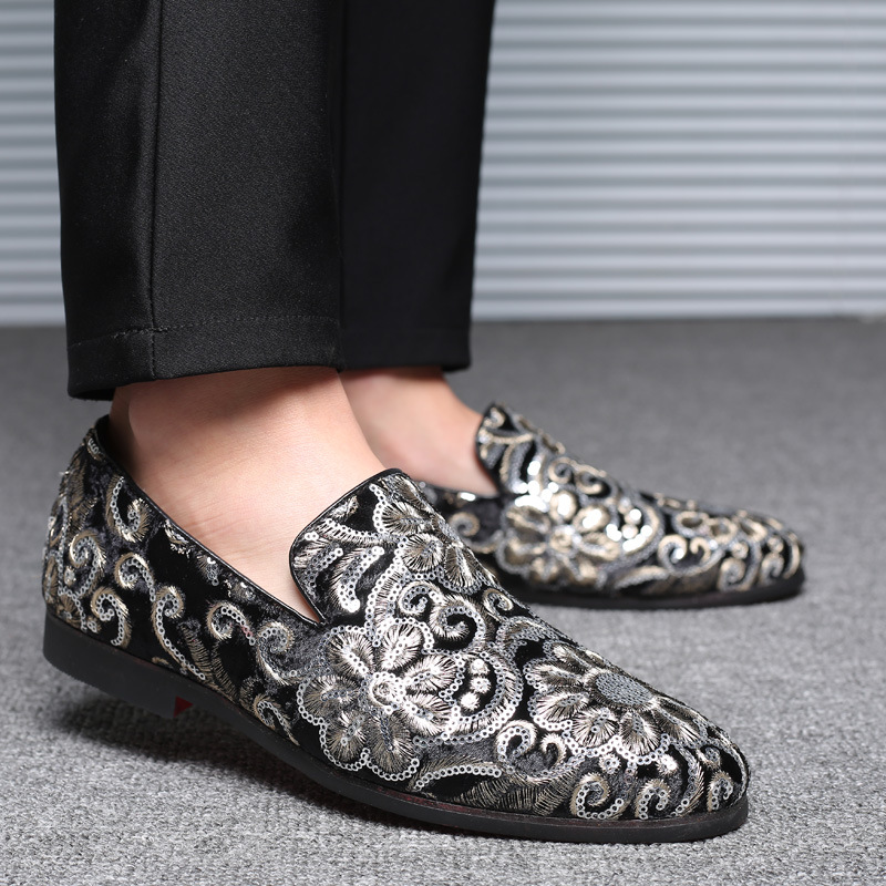 Designer Men's Dress Embroidery Loafers Italian Brand Wedding Fashion Party Shoes for Men Oxford Shoe New