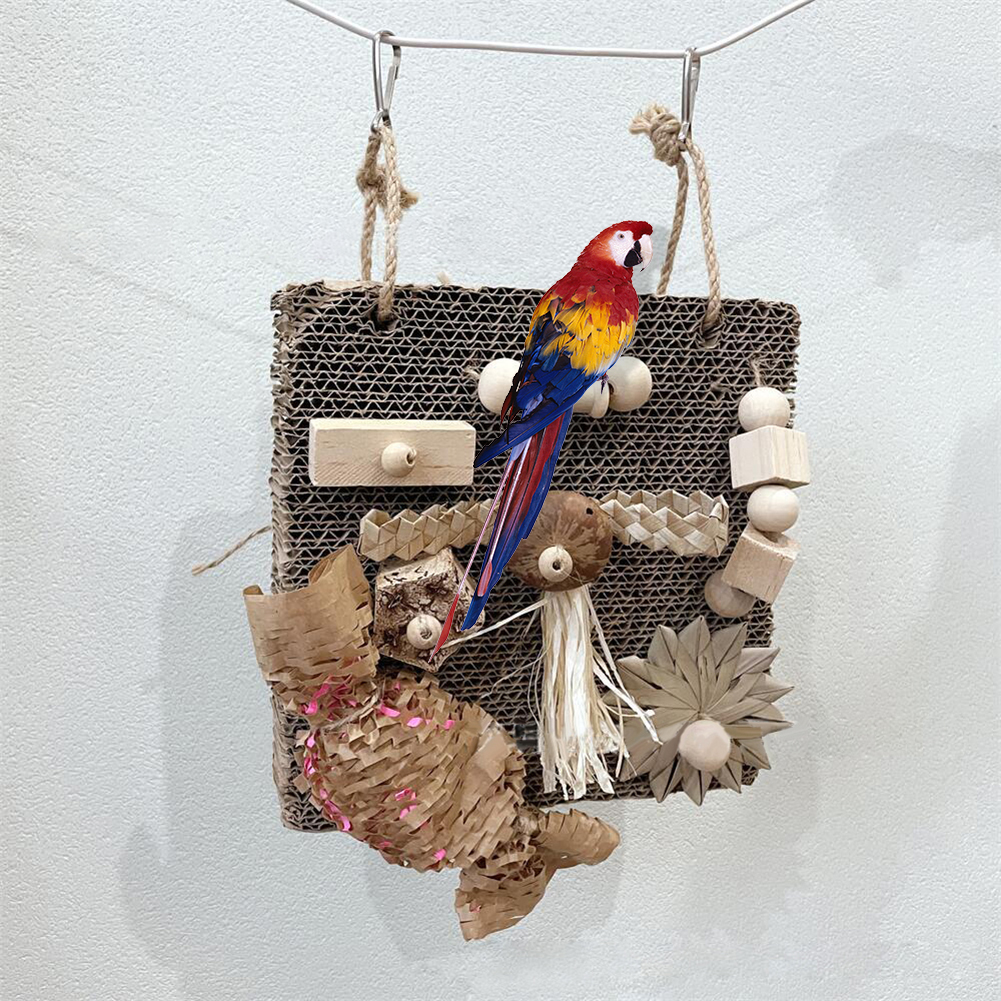 Bird Foraging Toys Bird Cage Accessories Parakeet Cardboard Paw Grinding Perch For Budgie, Finches, Cockatiel