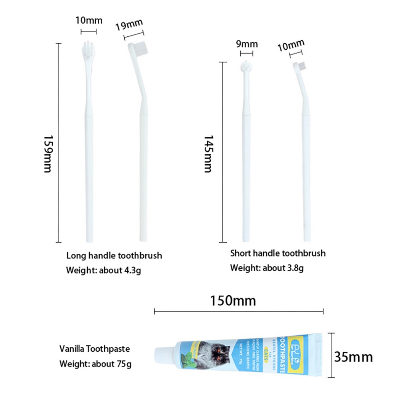 Pet Toothpaste Set Care Fresh Breath Tool for Dogs Cats Vanilla Beef Flavor Toothpaste Finger Tooth Brush Dog Plaque Removal Kit