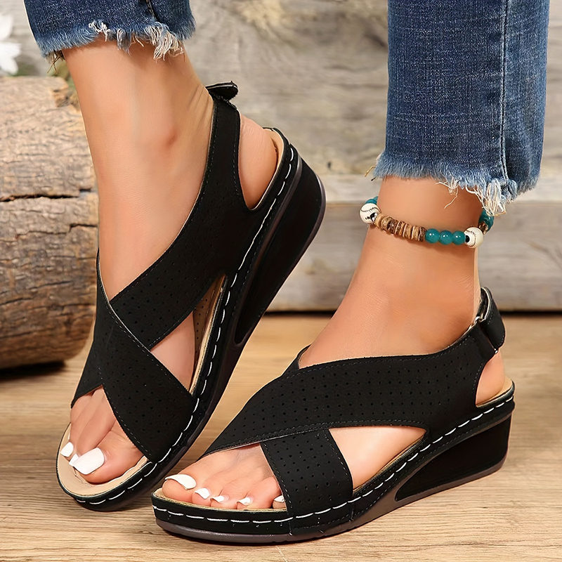 2025 new Lucyever Summer Wedge Heeled Sandals Women Comfort Back Strap Platform Sandalias Woman Open Toe Thick Sole Sandles Mujer 43 b3e8