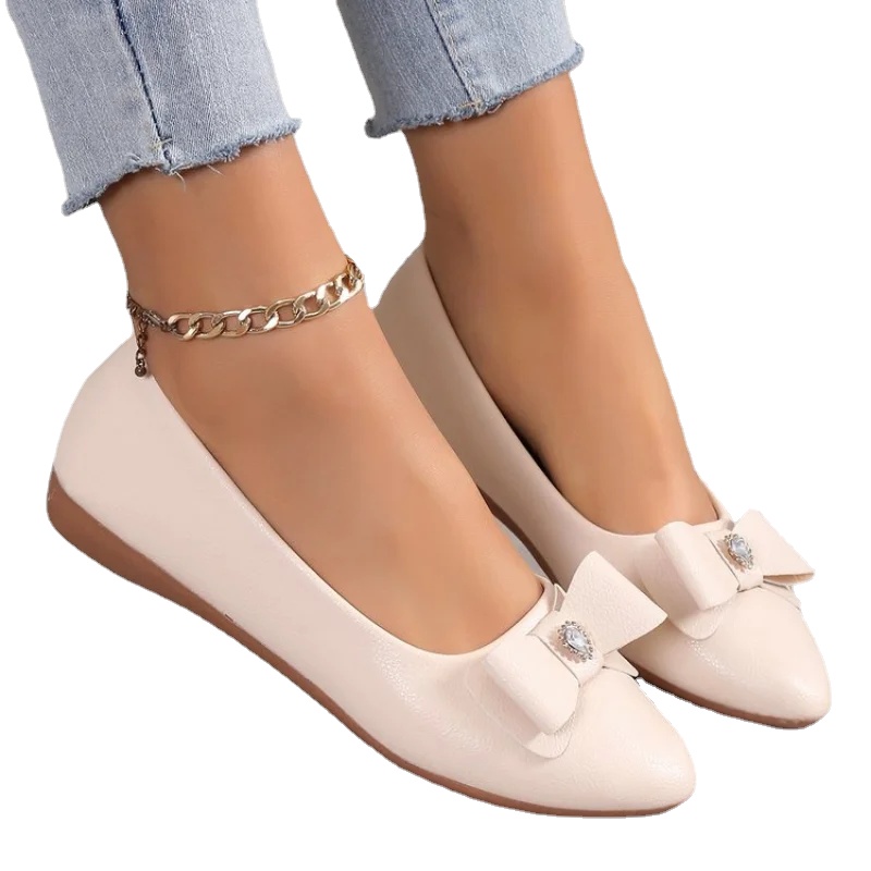 Women Casual Flats Shoes New Bow Elegant Walking Shoes Spring Designer Brand Retro Dress Soft Sole Shoes Zapatillas Mujer