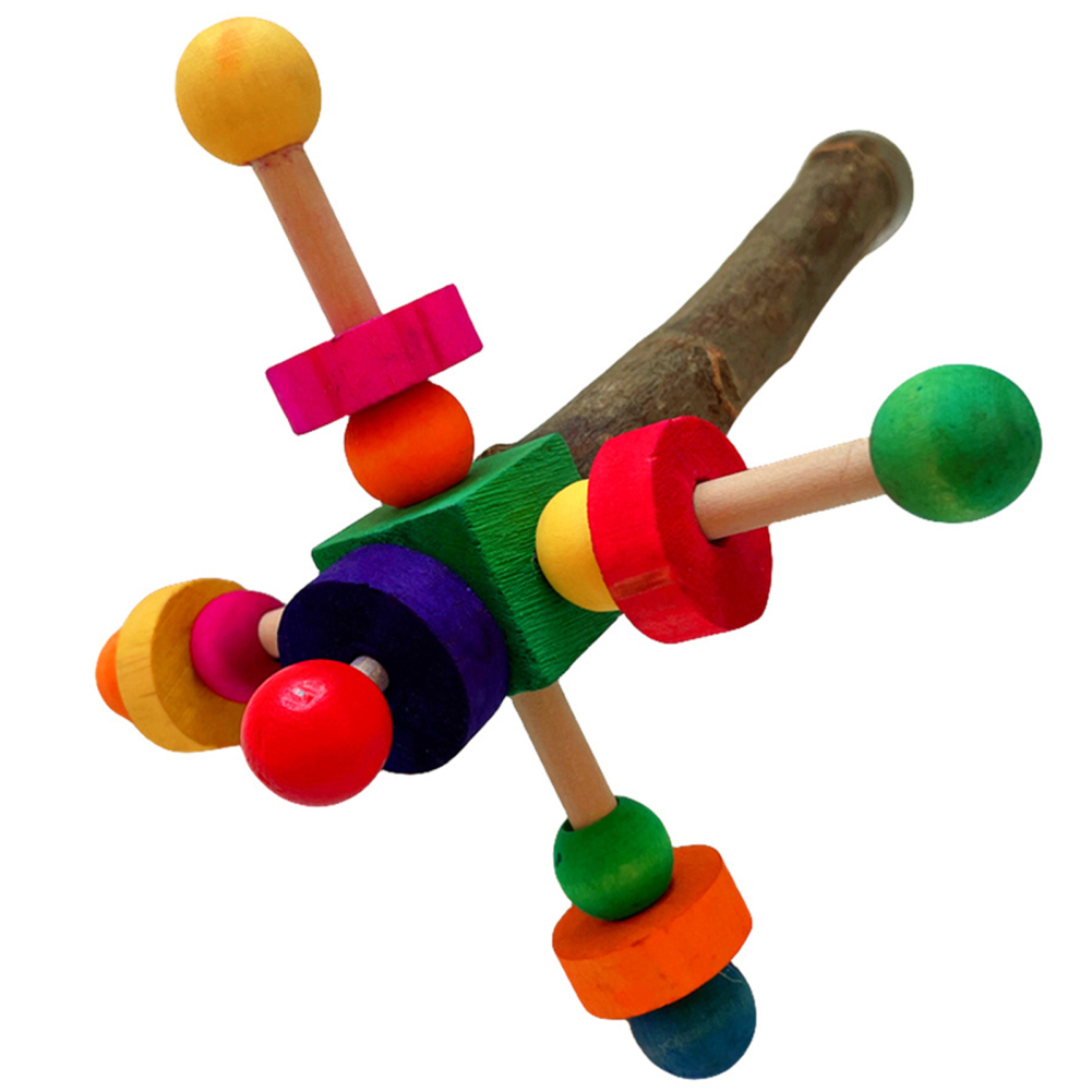 Wood Bird Perch Toy With Rotating Balls for Bird Cages Bird Foraging Toy Gyms Exercise Stand for Parrots Budgies Parakeets