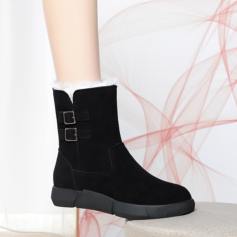 AIYUQI Women Snow Boots Suede Genuine Leather 2024 New Non Slip Flat Women Winter Boots Wool Warm Women's Ankle Boots