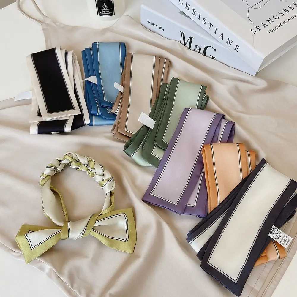 Band Packaging Fem Shawl Neckerchief Striped French Korean Scarf Printed Scarf Small Long Scarf Silk Scarf X250319
