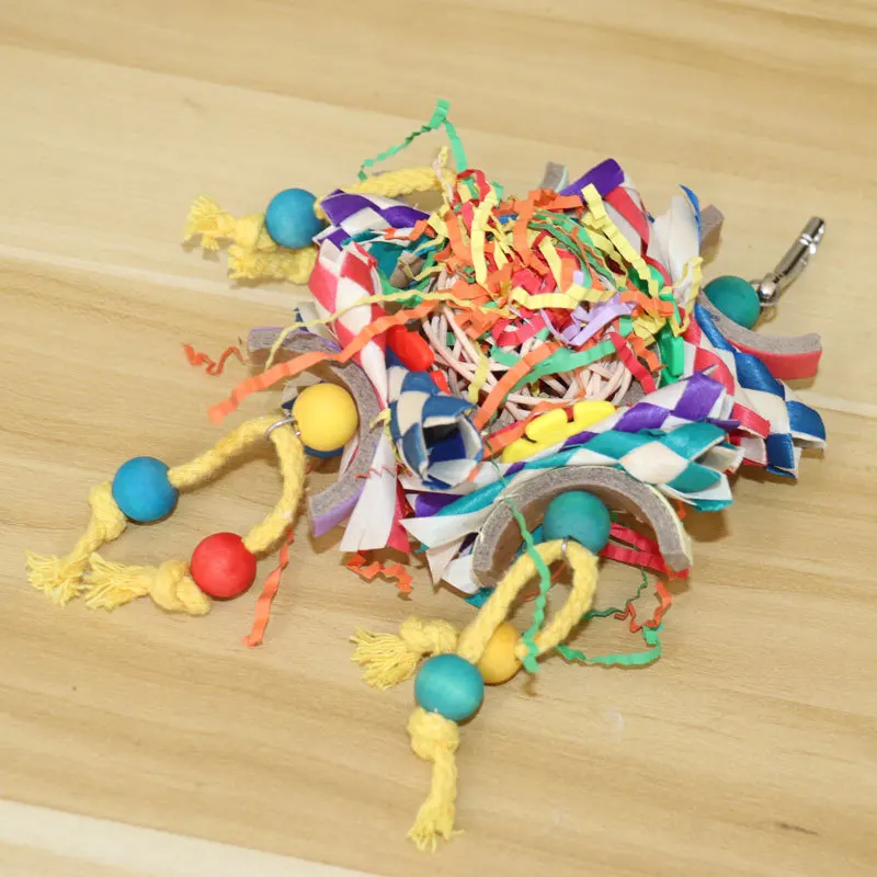 Parrot toy colored rattan ball paper tube bird cage decoration pendant bird toys