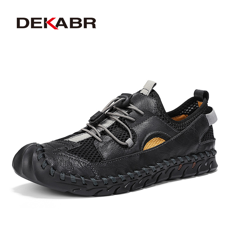 DEKABR Fashion Men Shoes Breathable Summer Mesh Handmade Luxury Casual Shoes Men Plus Size 38-48