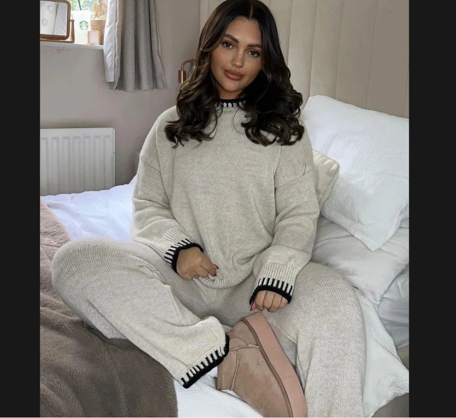 Fasion set weaters Winter Sweater women Knitwear pants Knitted 240903